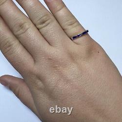 Solid 10K Yellow Gold Blue Enamel with Clover Stackable Ring Size 6.75