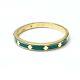 Solid 10k Yellow Gold Green Enamel With Clover Stackable Ring Size 6.75