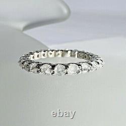 Solid 14K White Gold 1.10ctw Diamond Eternity Ring Band 5.5