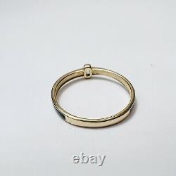 Solid 14K Yellow Gold Black Enamel Band With Baguette Diamond Ring Size 7.25