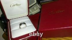 Solid 18k white gold heavy Cartier black enamel C2 ring 10.14 grams size 4.75