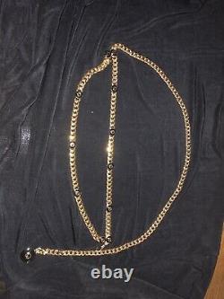 St John Gold Tone & Black Enamel Thick Chain & Signature Disk Adjustable Belt