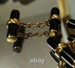 Stunning 9ct Gold & Black Enamel chain link Cufflinks