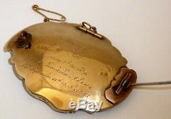 Stunning Big Antique 1861 Gold & Black Mourning Enamel Victorian Memorial Brooch