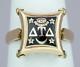 Superb Vintage 14k Gold Black Enamel Delta Tau Delta Fraternity Ring Size 8
