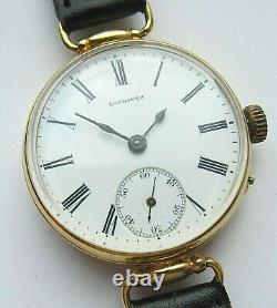 Swiss LONGINES men's wristwatch, rare mechanism, enamel dial, gold plated case