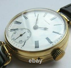 Swiss LONGINES men's wristwatch, rare mechanism, enamel dial, gold plated case