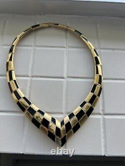 TRIFARI Kunio Matsumoto Collar Necklace gold & black Enamel
