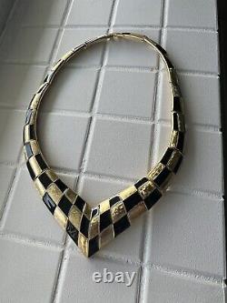 TRIFARI Kunio Matsumoto Collar Necklace gold & black Enamel