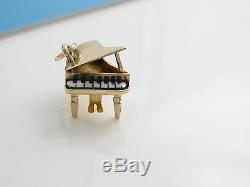 Tiffany & Co 14K Gold Piano Black White Enamel Charm 4 Necklace / Bracelet
