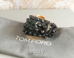 Tom Ford Enamel Gold Plated Black Spike Cuff Bangle Bracelet