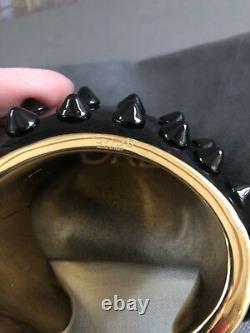 Tom Ford Enamel Gold Plated Black Spike Cuff Bangle Bracelet