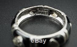 Trendy Hidalgo 18k White Gold Black Enamel Natural Diamond Ring Size 6.75 RG1050