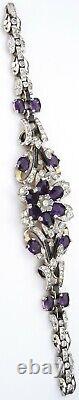 Trifari'Alfred Philippe' Pave Amethyst & Black Enamel Star Flower Bracelet