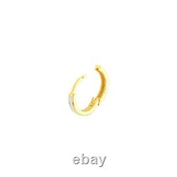 Turquoise Black White Enamel Huggie Hoop Earrings Women Solid 14K Real Gold