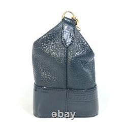 VERSACE vintage pouch Sunburst Vanity bag Hand Bag Leather / enamel Black/Gold