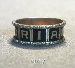 VICTORIAN 18ct GOLD BLACK ENAMEL MOURNING RING BAND HM 1881 EXCELLENT CONDITION