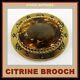 Victorian Citrine Brooch Antique Gold Filled Black Enamel 1867 Death 28 X 21mm