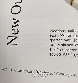 VINTAG 1988 NAPIER GOLD Plated BLACK Resin Beaded NECKLACE 24 Featured in Book
