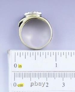 VTG 14k Yellow Gold Diamond Black Enamel Belt Buckle Design Ring