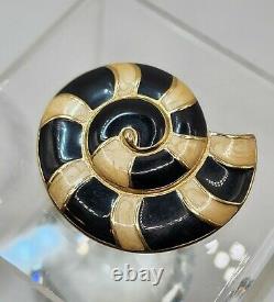 Very Rare TRIFARI Snail Shell Swirl Enamel Brooch 2.5
