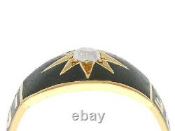 Victorian 0.13 ct Diamond Black Enamel 18Carat Yellow Gold Mourning Ring
