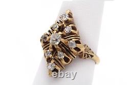 Victorian 14k Gold 1.00 Ctw Old Mine Diamond Black Enamel Ring Size 7 #j17662-2