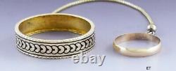 Victorian 14k Gold & Black Enamel 2 Ring Bouquet Posy Holder Tussy Mussy
