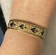 Victorian 14k Gold & Black Enamel Taille D'epargne Bangle Bracelet Fleur De Lis