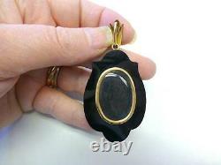 Victorian 14k Gold Black Onyx Jet Mourning White Pearl Necklace Enamel 26.5grams