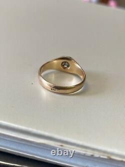 Victorian 14k Rose Gold/Black Enamel. 60 Carat Diamond Ring Circa 1850s Rare