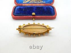 Victorian 15ct Gold, Black Enamel & Pearl Mourning Locket Brooch Antique c1880
