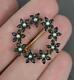 Victorian 15ct Gold Black Enamel And Seed Pearl Flower Mourning Brooch Pendant