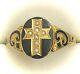 Victorian 15ct Gold Memorial Mourning Ring Enamel Pearl Cross