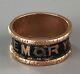 Victorian 15ct Yellow Gold & Enamelled Mourning Ring Size M. 5 Clzx