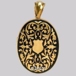 Victorian 18ct Gold Enamel Mourning Locket Antique Hinged Large Photo Locket