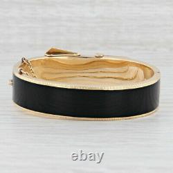 Victorian Belt Bangle Bracelet 12k Yellow Gold Hand Engraved Black Enamel 7