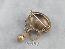 Victorian Black Enamel Gold Brooch
