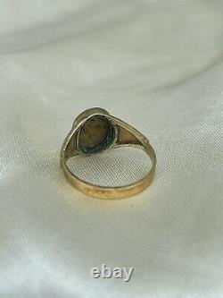 Victorian Black Enamel and Pearl 15ct Yellow Gold Mourning Ring