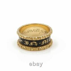Victorian Era 18k Gold Black Enamel Mourning Ring In Memory Of 1828 #j4704-4