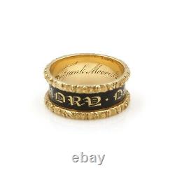 Victorian Era 18k Gold Black Enamel Mourning Ring In Memory Of 1828 #j4704-4