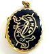 Victorian Gold Plated Mourning Black Enamel Locket With Photo
