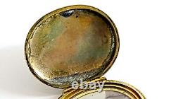 Victorian Gold Plated Mourning black enamel Locket with photo
