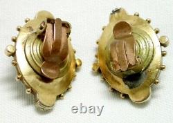 Victorian High Carat Gold Black Onyx Enamel And Pearl Earrings (5735)