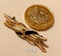 Victorian Hm'd 9ct Gold, Black Enamel & Seed Pearl Mourning Brooch c1860's/70's