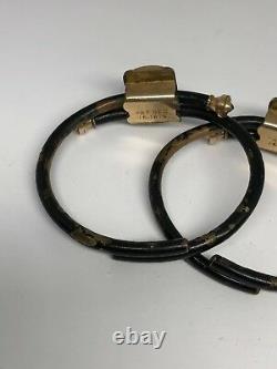 Victorian Pair of Black Enamel Gold Filled Bangle Bracelets c. 1879