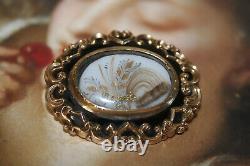 Victorian inscribed Gold and Enamel arranged hair mourning brooch