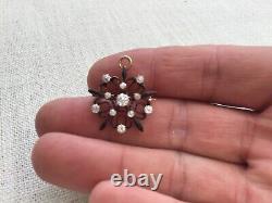 Victorian old cut diamond enamel snowflake pendant