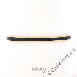 Vintage 14K Yellow Gold Black Enamel Polished 1.4mm Eternity Petite Band Ring