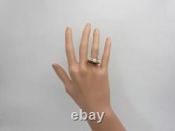 Vintage 14K Yellow Gold Opal Diamond Black Enamel Ring